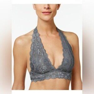 Free People Lace Bralette - Grey Lace Halter Bralette - Lace Bra - Bralette Top